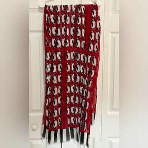Vera Bradley Red Penguin Print Scarf